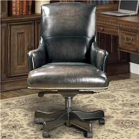 Traditional Leather Desk Chair with Nailhead Trim